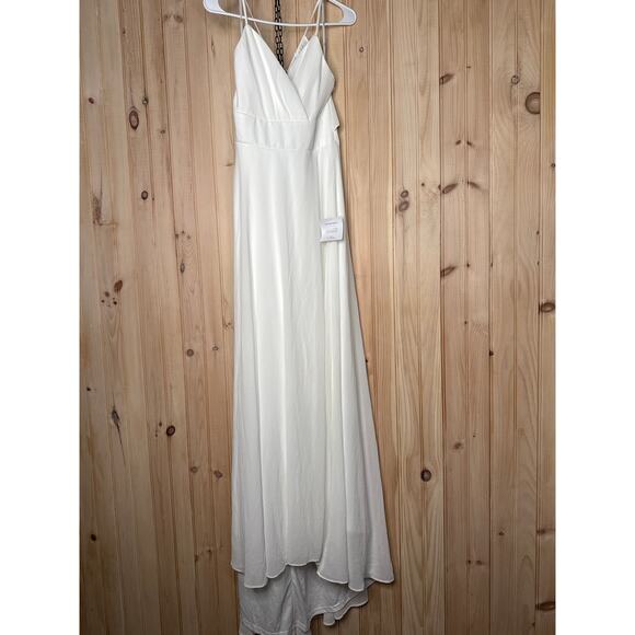 NWT Lulus Romantic Inspiration White Sleeveless Faux-Wrap Maxi Dress Wedding L - Picture 2 of 8